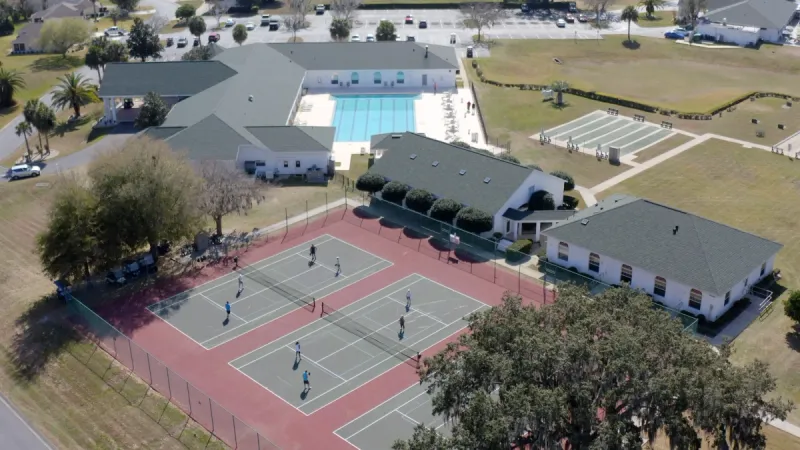 Tennis courts, clubhouse, pool area and shuffleboard courts.