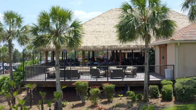Outdoor lounge areas at The Grille and Tiki Bar in The Villages of Citrus Hills.