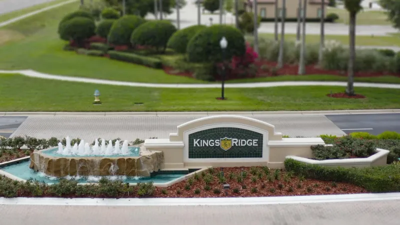 Monument sign in front of Kings Ridge.