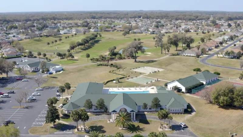 Aerial view of Ocala Palms clubhouse and amenities.