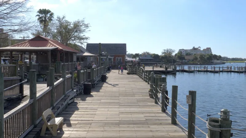Boardwalk and dock along a lake in The Villages.