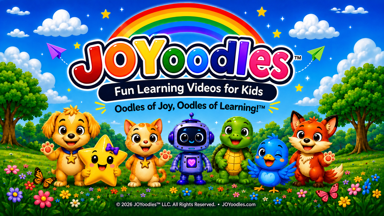 The seven JOYoodles characters together