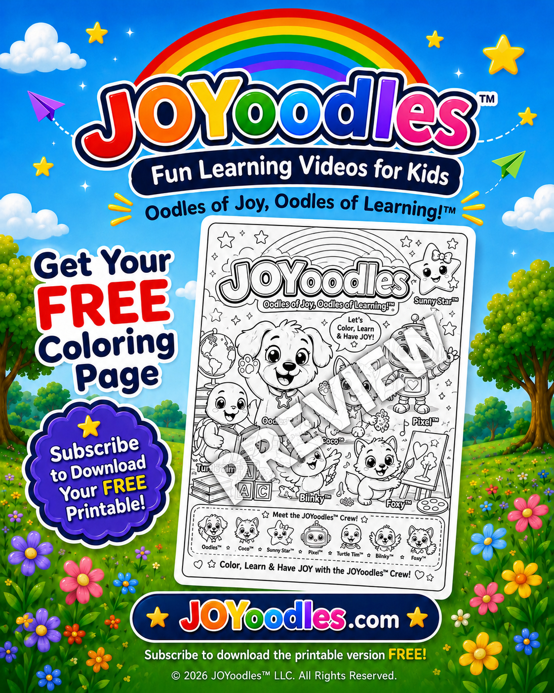 JOYoodles™ free coloring page preview