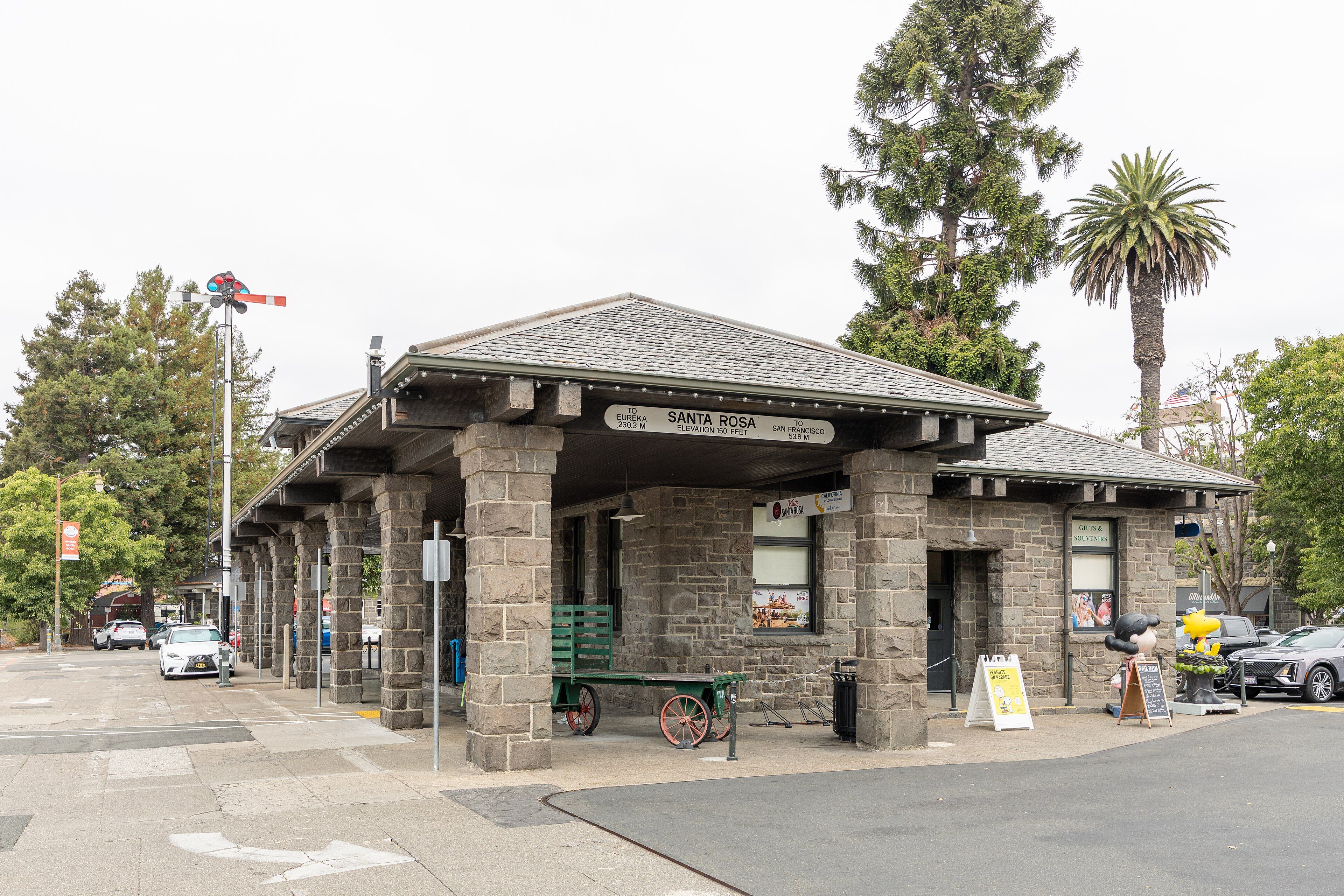 The stone Railroad Square station in Santa Rosa, California.