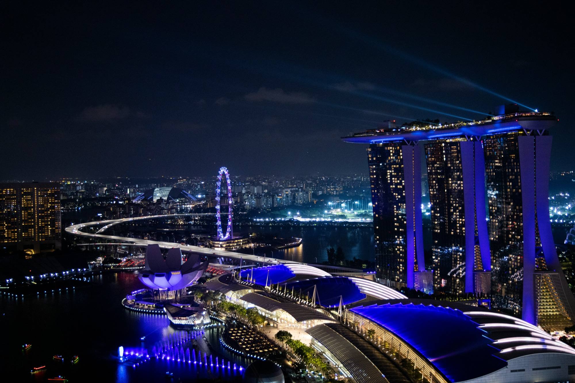 Marina Bay Sands lit up at night in Singapore