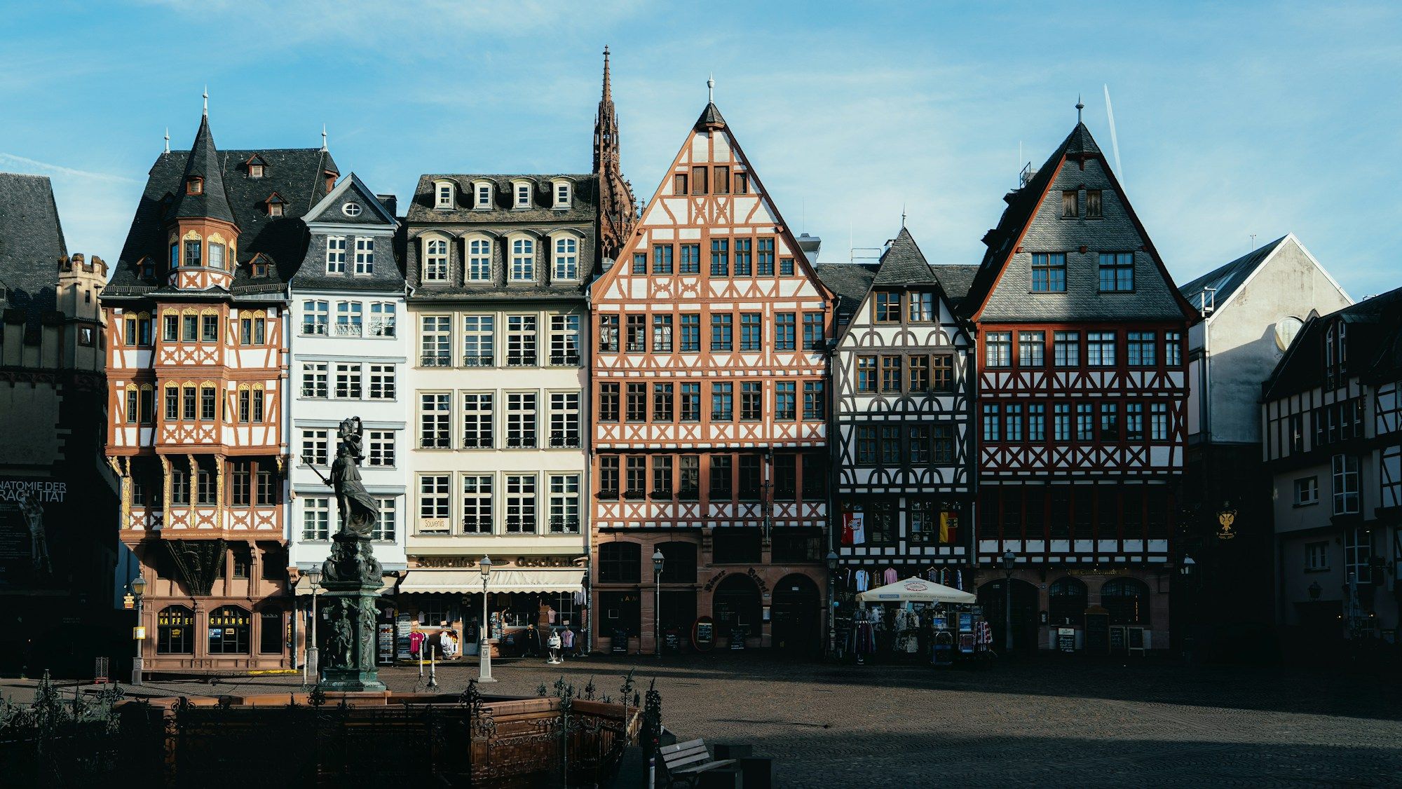 The half-timbered houses on the Römerberg square in Frankfurt's old town