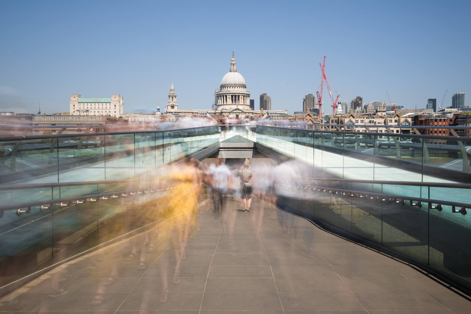 The Millennium Bridge over the Thames leading to St Paul’s Cathedral in London