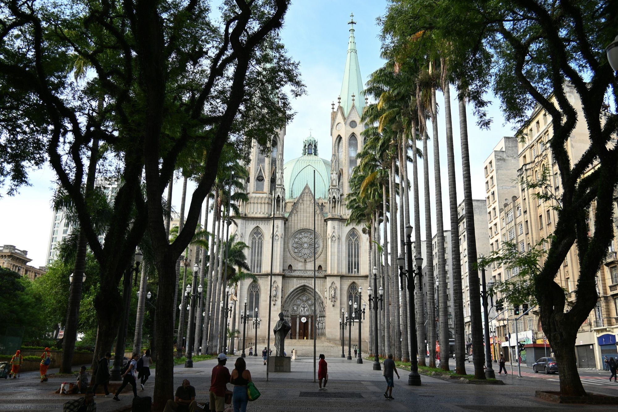 Catedral da Sé at the end of the palm-lined Praça da Sé in São Paulo
