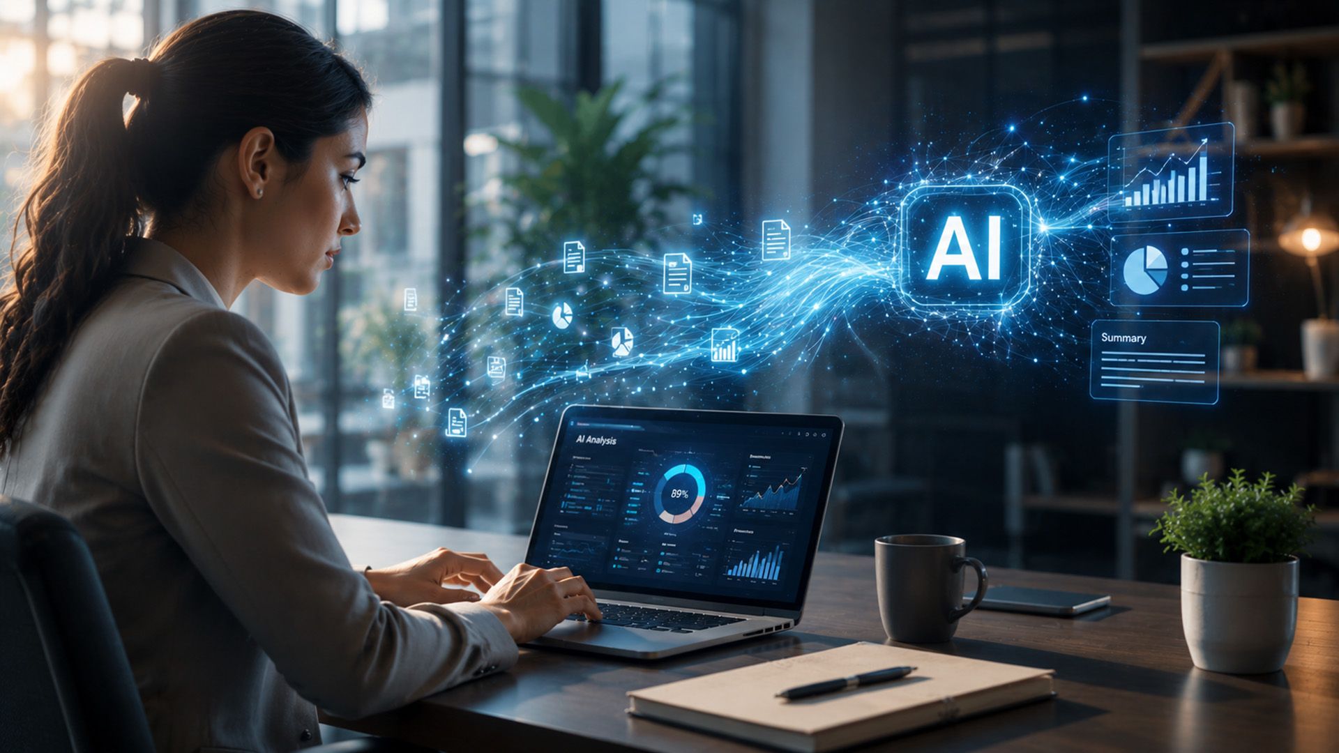 Woman performing a process with generative AI