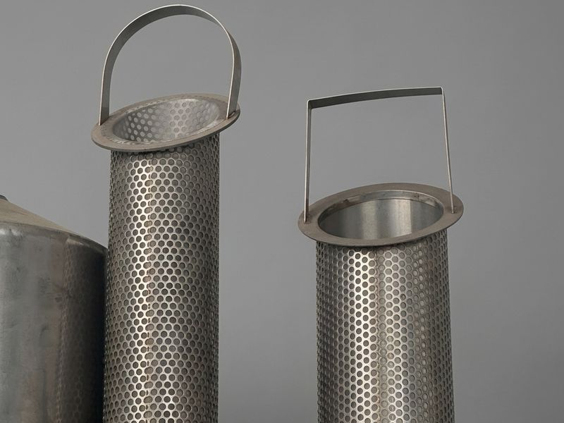 Double-layer perforated and woven mesh filter baskets for wastewater straining