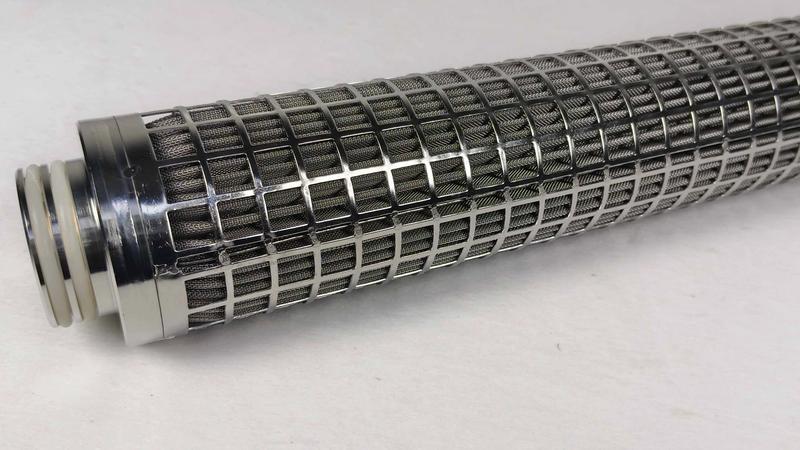 Stainless steel wire mesh filter cartridge samples arranged for inspection