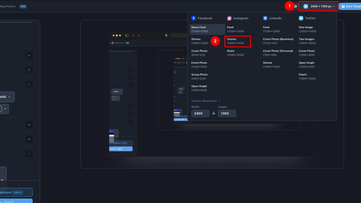 Change post dimension to match your platform target.