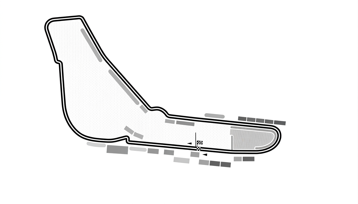 Outline track map of a Formula 1 circuit with long straights