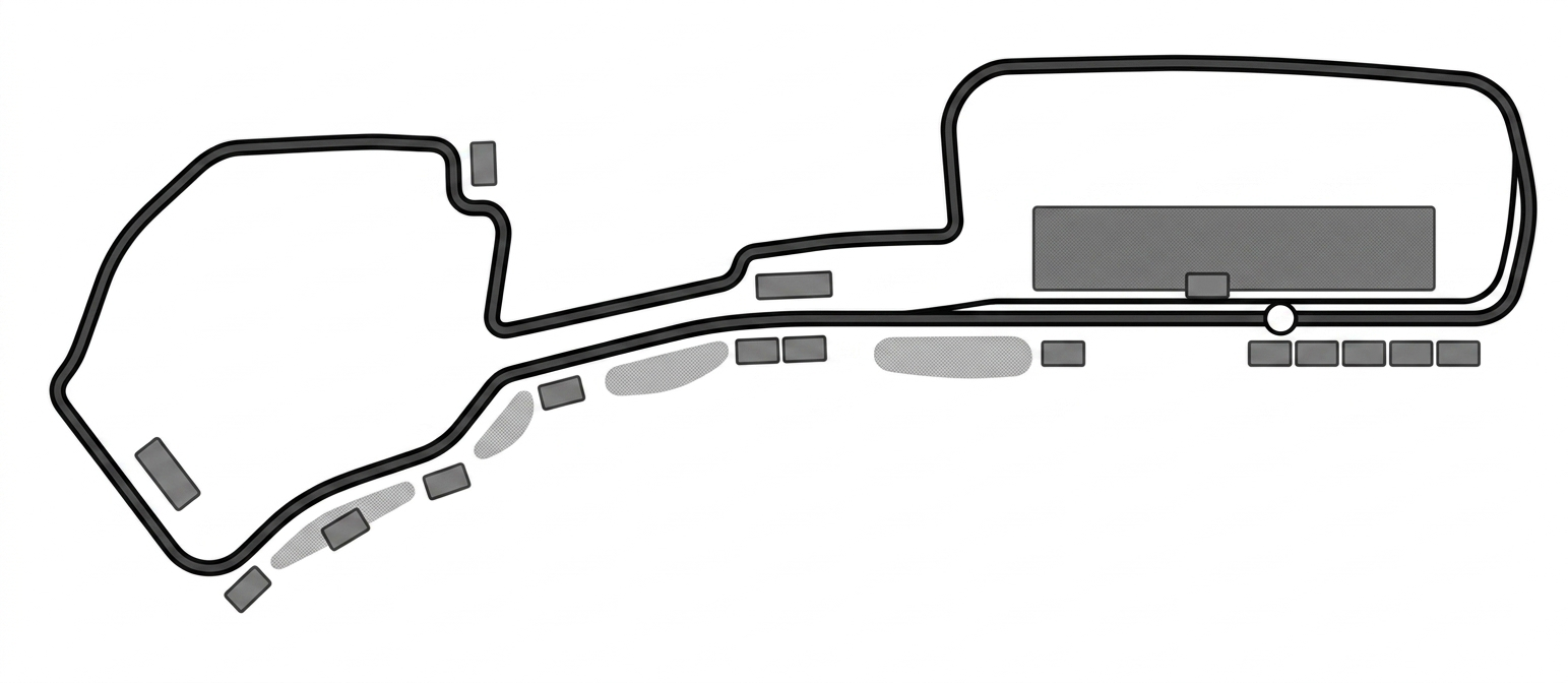 Outline track map of a Formula 1 circuit with long straights