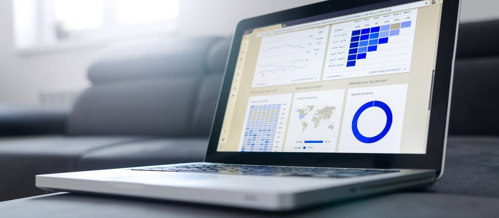 An analytics dashboard open on a laptop