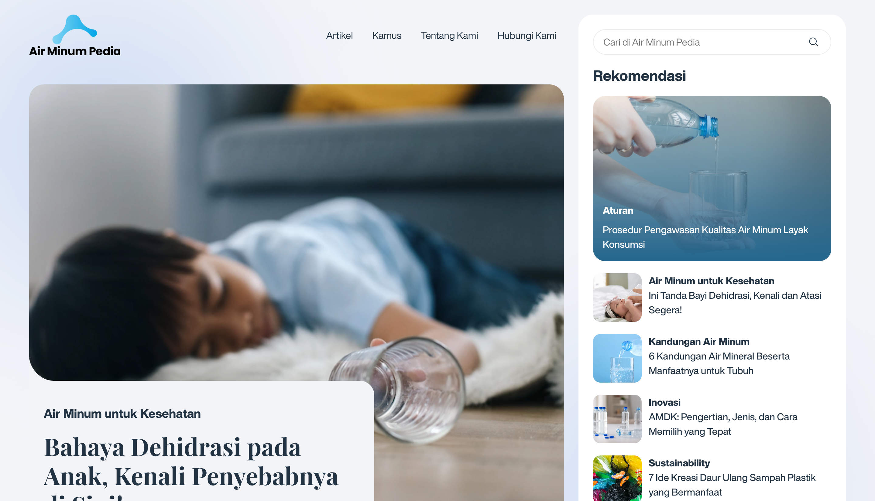 Good website design by Air Minum Pedia