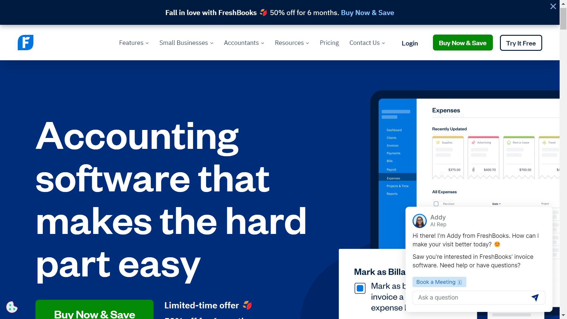 Good website design by Freshbook