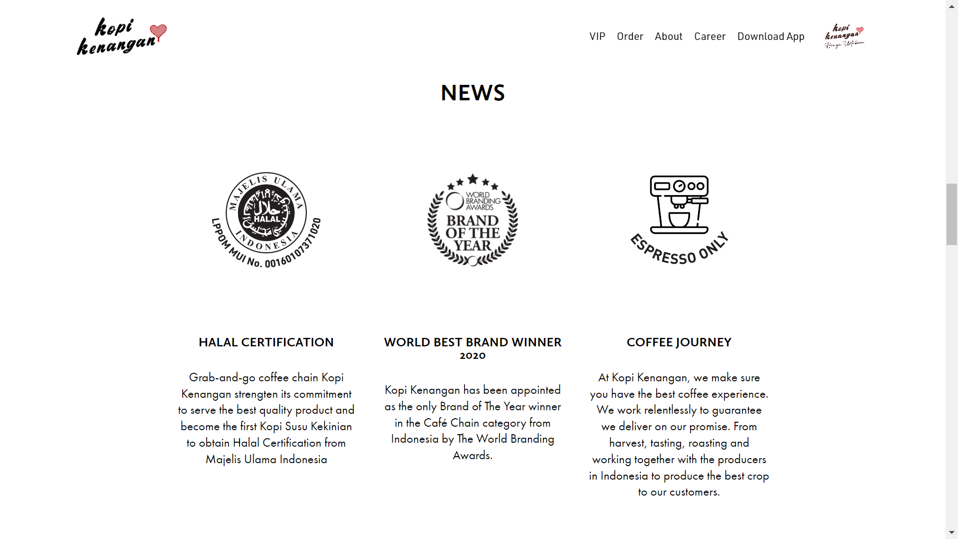 Good website design by Kopi Kenangan 2