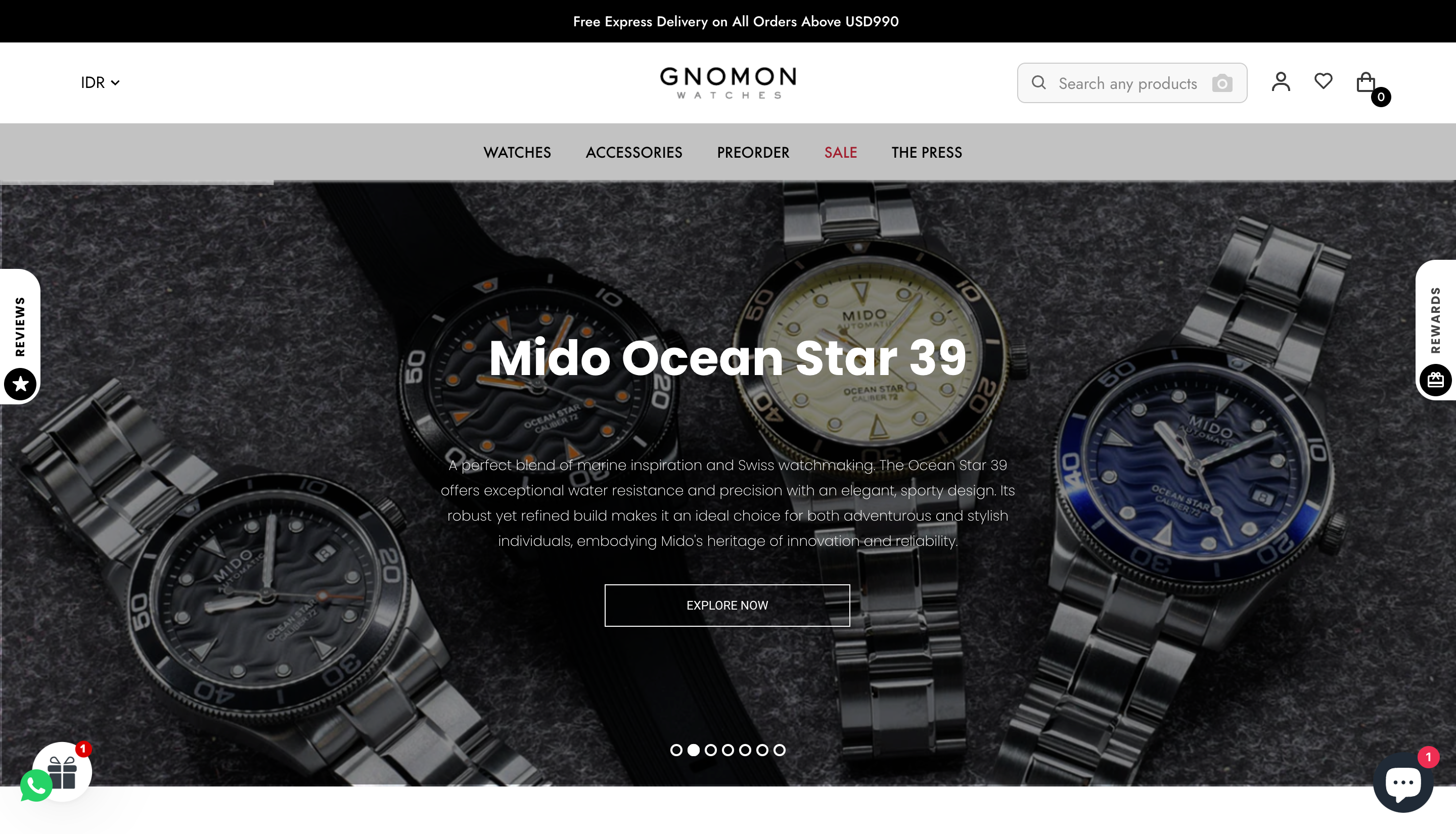 Good website design by Gnomon Watches