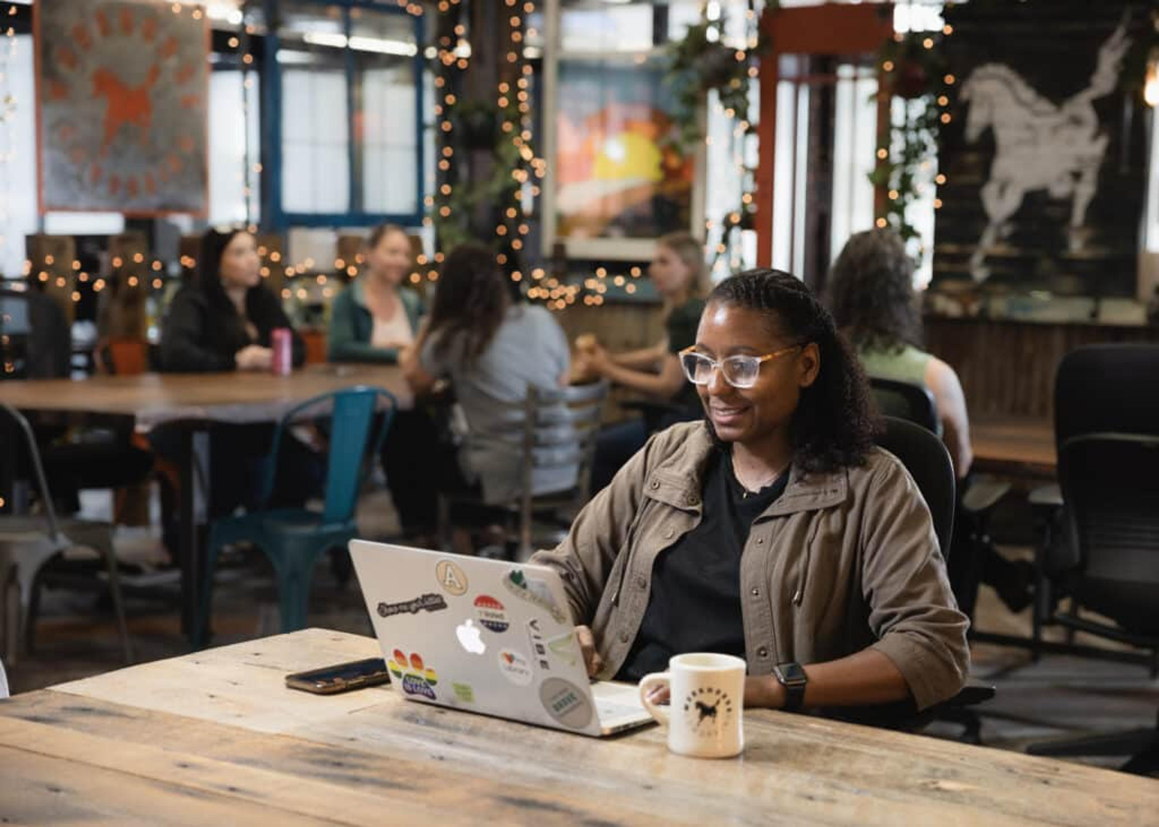 Woman working at a coworking space