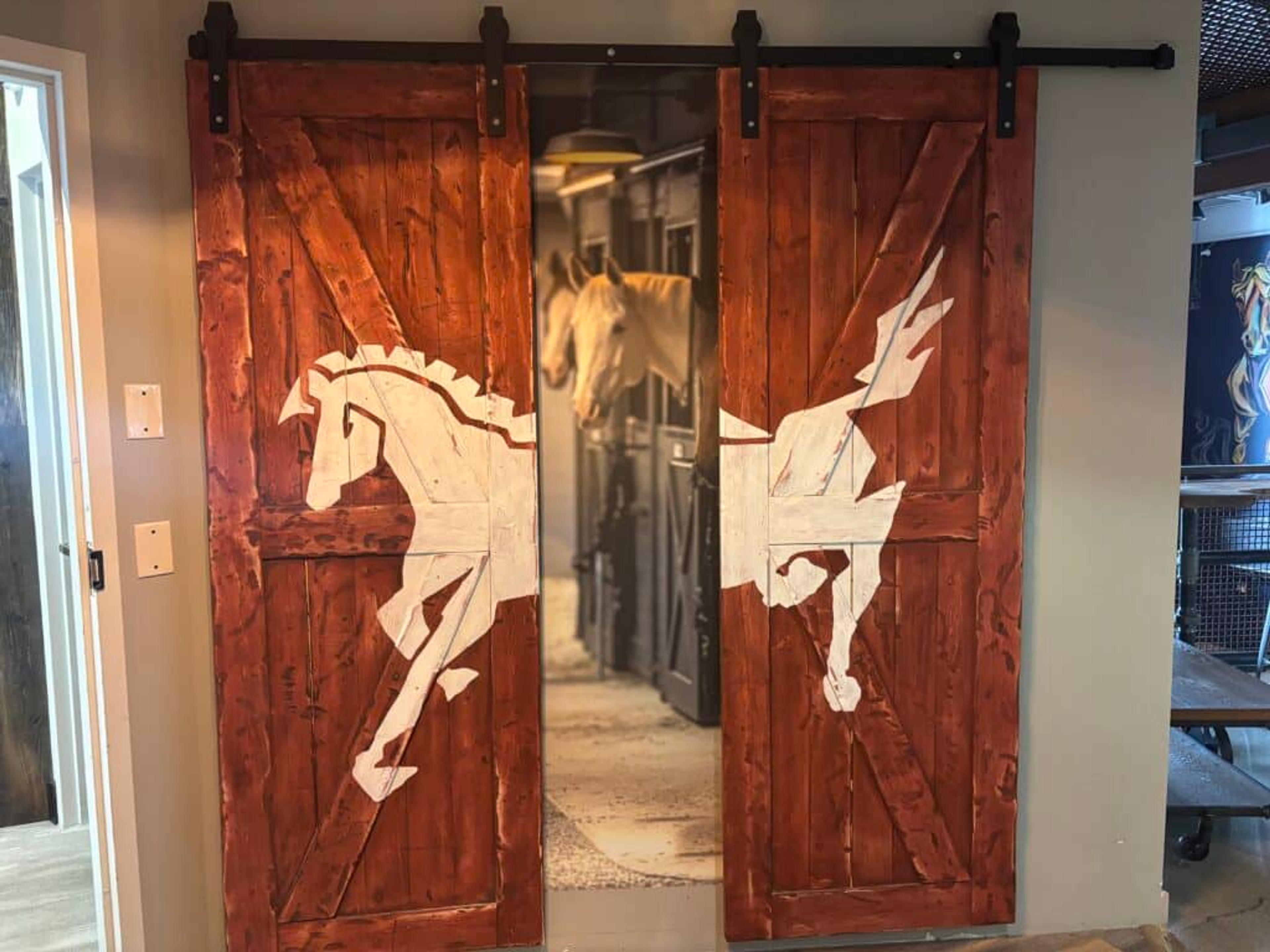 Barn Doors with horse photo at Workhorse