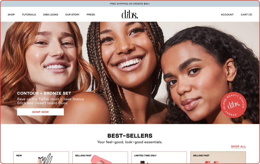 DIBS BEAUTY HOMEPAGE DESIGN DESKTOP