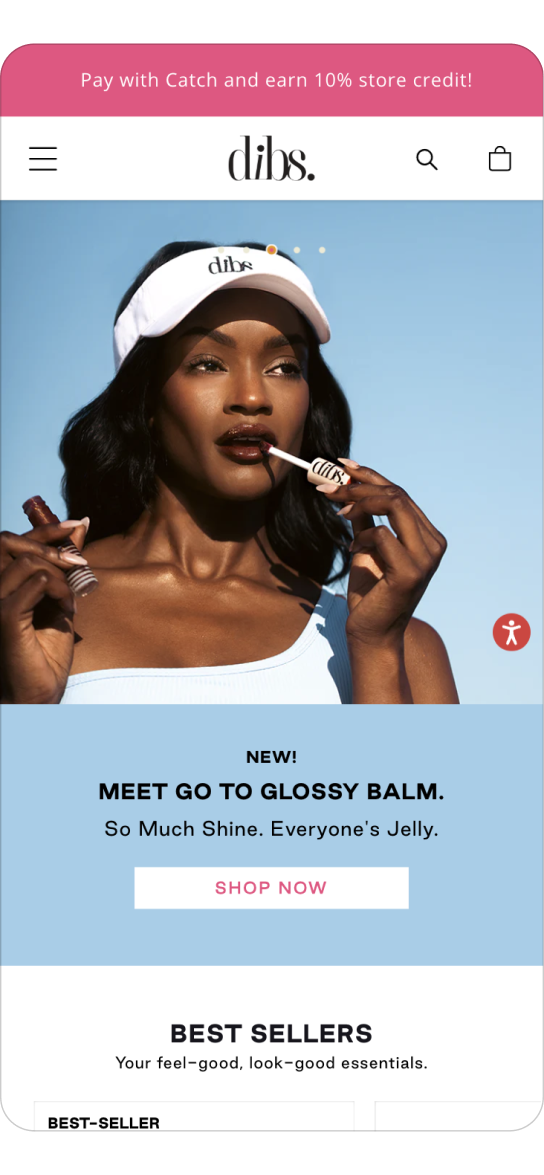 DIBS Beauty Mobile Homepage View