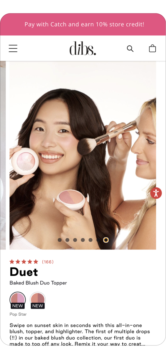 DIBS Beauty Mobile Product Detail Page View
