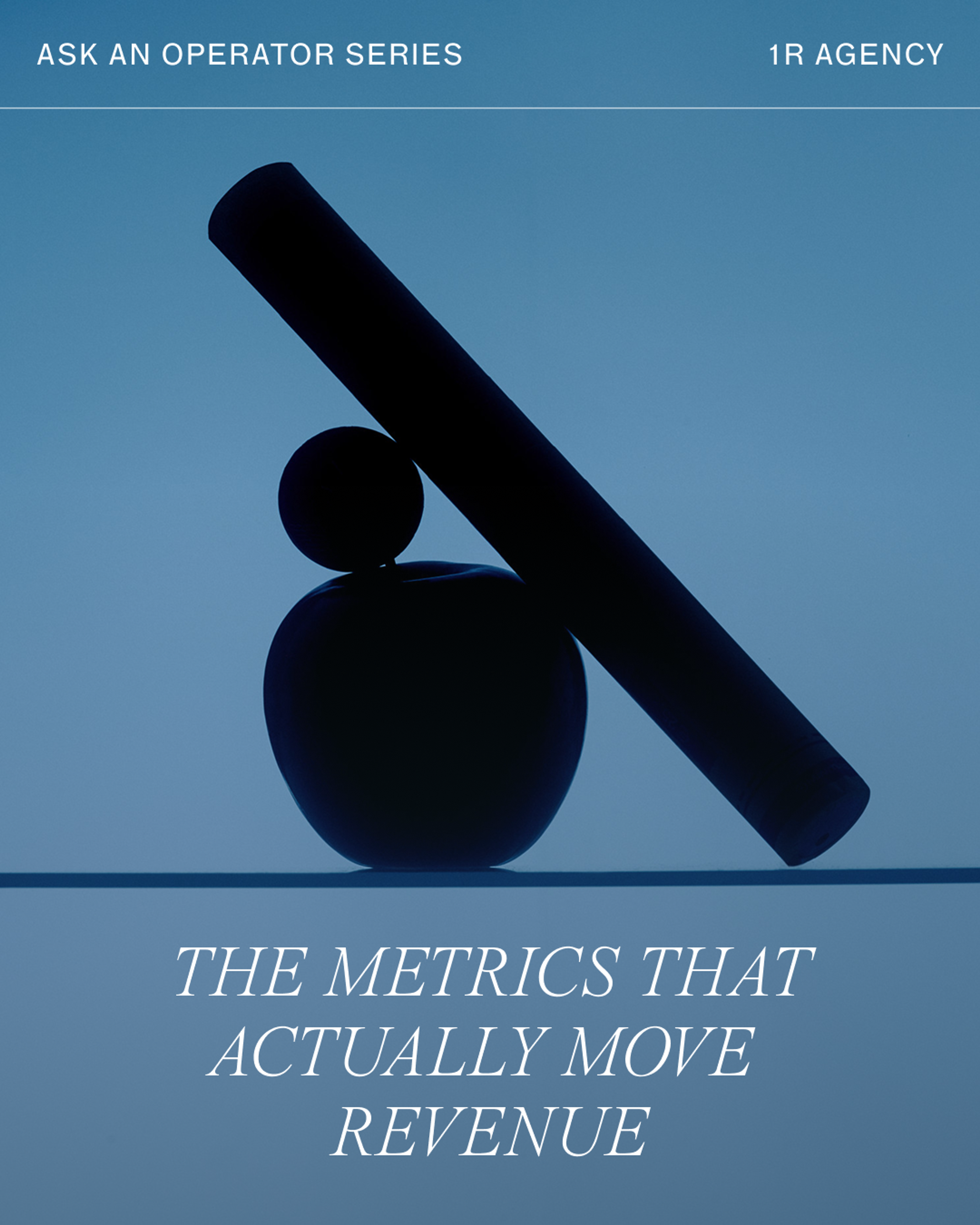 Ask an Operator series graphic for 1r Agency with the title "The Metrics That Actually Move Revenue."