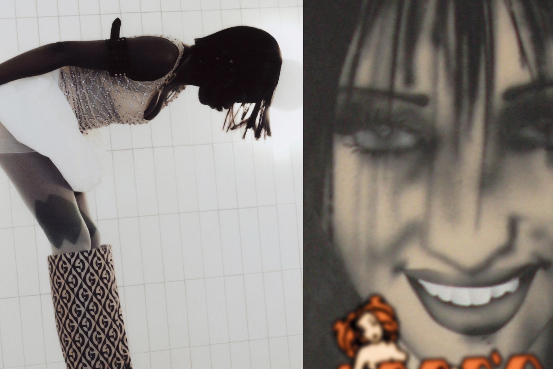 top No21, bra DOLCE&GABBANA, skirt JIL SANDER, tights 2000Archives, boots GUCCI, bracelets GUCCI, earrings Hugo Kreit