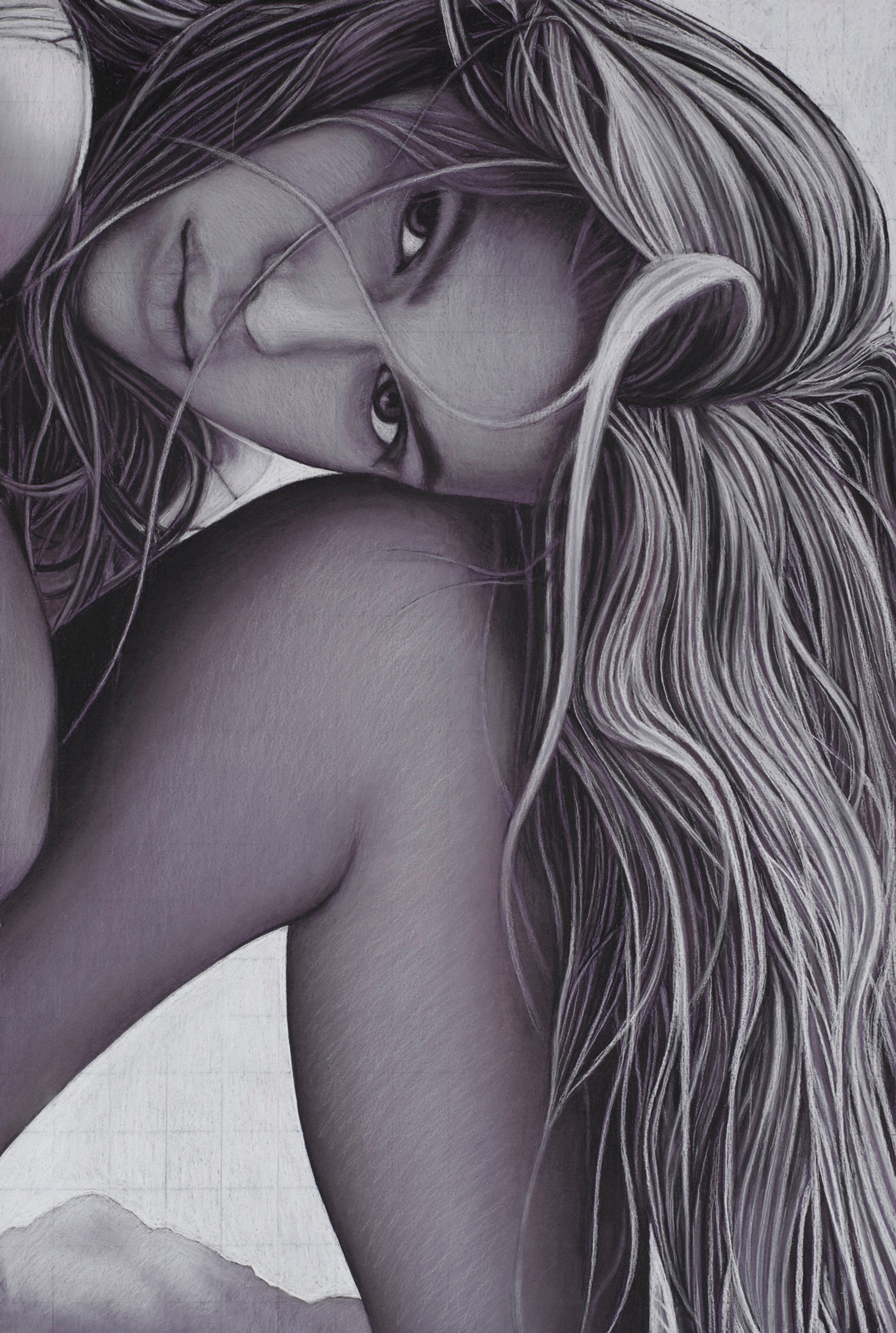 'Kim', 2020, charcoal and chalk on paper, 73.6 × 49.3 cm