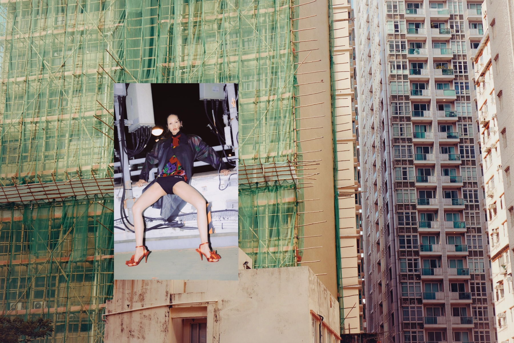 Jacket & Top Louis Vuitton, Shoes Ferragamo, Thong Miu Miu, Earrings Marrknull 