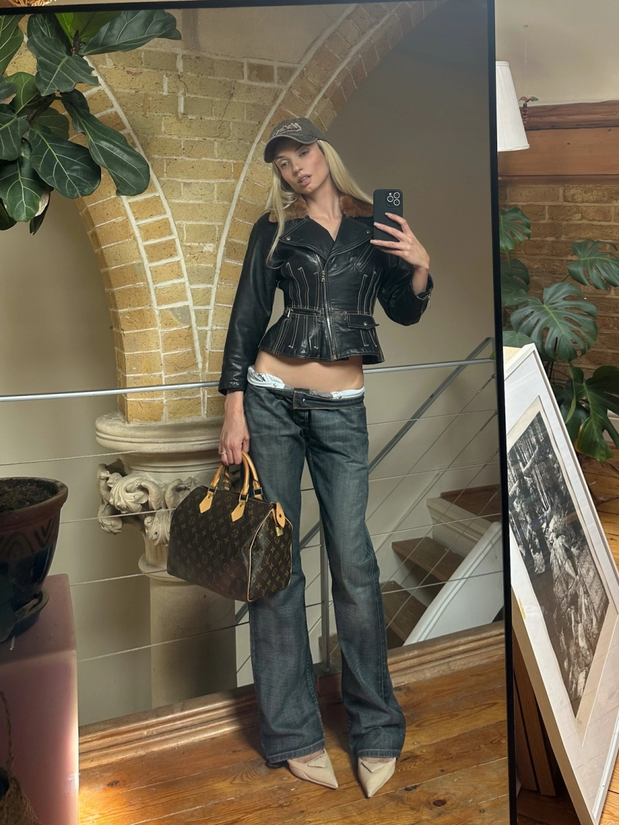 Left to right: Bag Louis Vuitton, Leather Jacket Jean Paul Gaultier, Jeans Husband’s, Shoes Prada, Hat Ibiza airport | Bag Dior, Top Plein Sud, Shorts Poster Girl, Shoes & Glasses Chanel