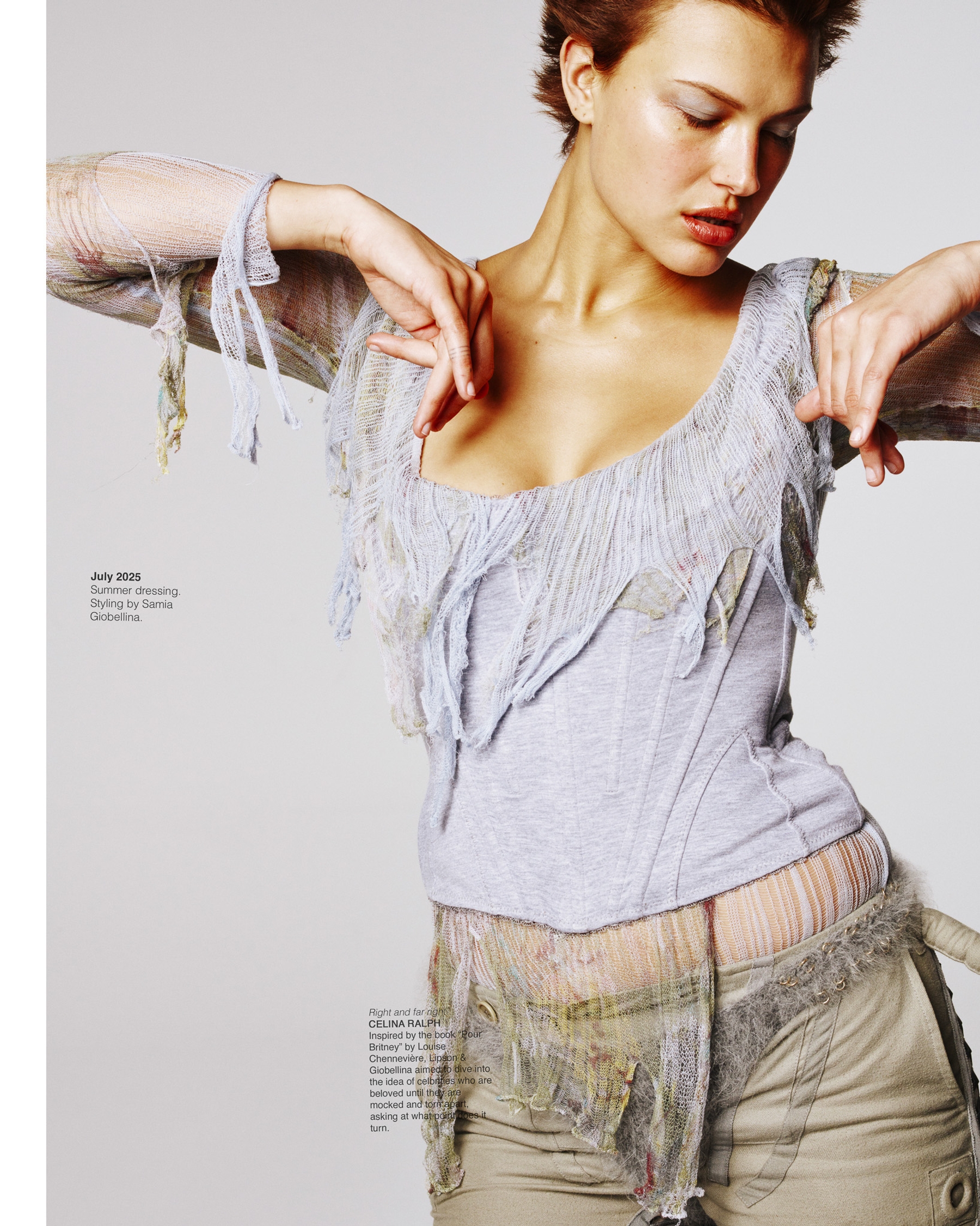 Top and shoes Diesel, Corset Dilara Findikoglu, Trousers Helmut Lang from Pyrn Archive, Panties Colombe de Naes