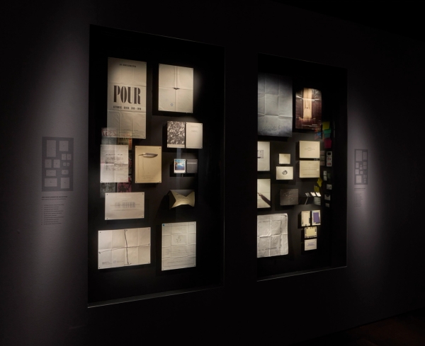 Left to right: Dirk Van Saene invitations in The Antwerp Six at MoMu – Fashion Museum Antwerp, 2026, © MoMu Antwerp, Photo: Stany Dederen | Ann Demeulemeester invitations in The Antwerp Six at MoMu – Fashion Museum Antwerp, 2026, © MoMu Antwerp, Photo: Stany Dederen | Dirk Bikkembergs invitations in The Antwerp Six at MoMu – Fashion Museum Antwerp, 2026, © MoMu Antwerp, Photo: Stany Dederen