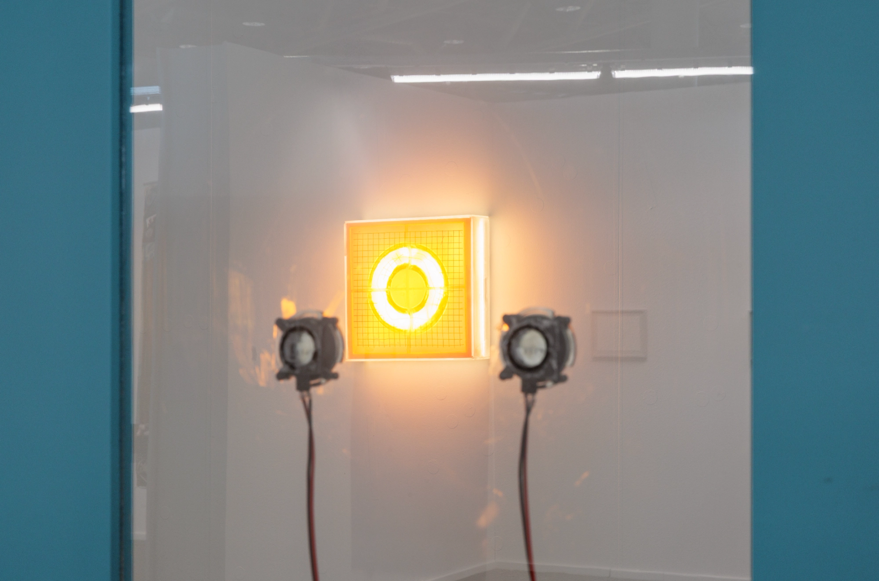 Between me and you, 2026
Found Object, Exciter, Amp, USB Stick, Wood
95cm x 212cm x 70cm
Light work:
Untitled, 2025 silicon, resin, wiring, led, acrylic glass
30,5 x 30,5 x 8
Photo: Gina Folly