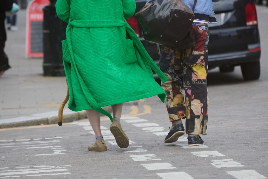 Mark: Tracksuit, shoes and sunglasses talent’s own, Robe Bottega Veneta from Mark’s archive | Alessandro: T-shirt, sweater and shoes talent’s own, Trousers Supreme x Mark Leckey