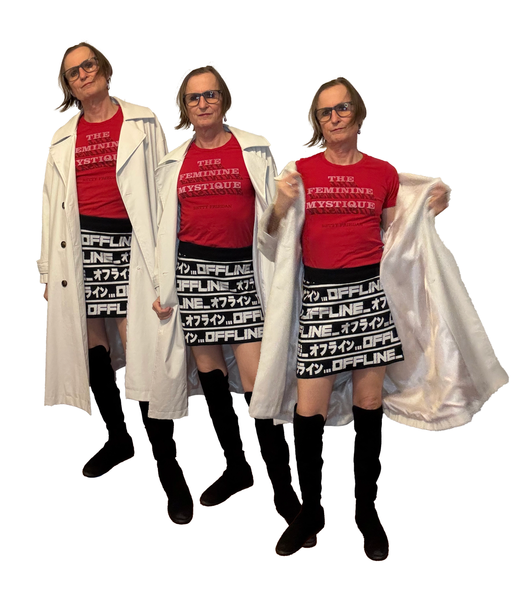 Top Book cover T-Shirt by Out of Print, Skirt Dollskill, Boots Stuart Weizman, Earrings Basque Design Centre, Trench Mango