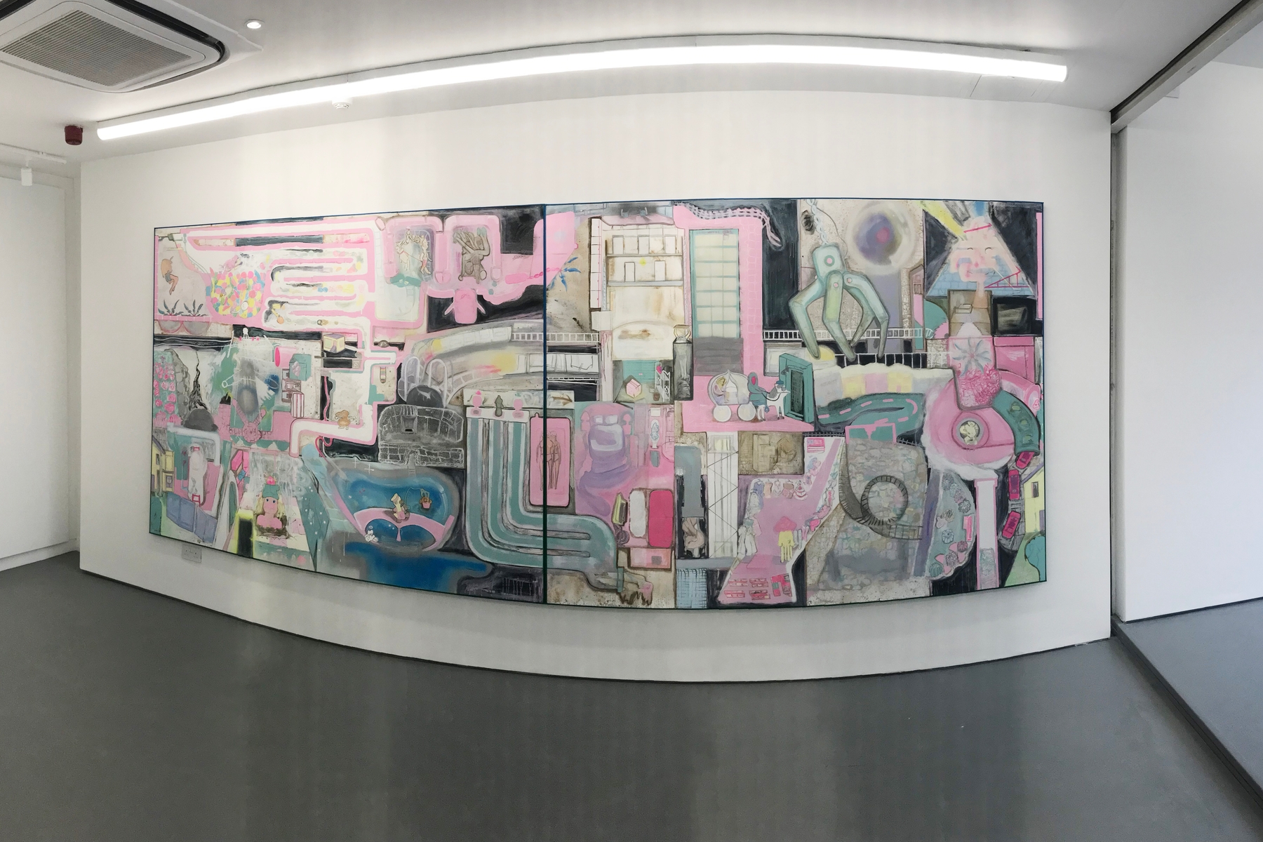 'Pipe 1 & 2' 2021, 240 x 190 cm, Acrylic, spray paint, sand, house paint on canvas