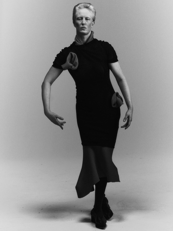 Anna in Dress Issey Miyake, Socks stylist’s own, Shoes Toga, all Jewellery model’s own