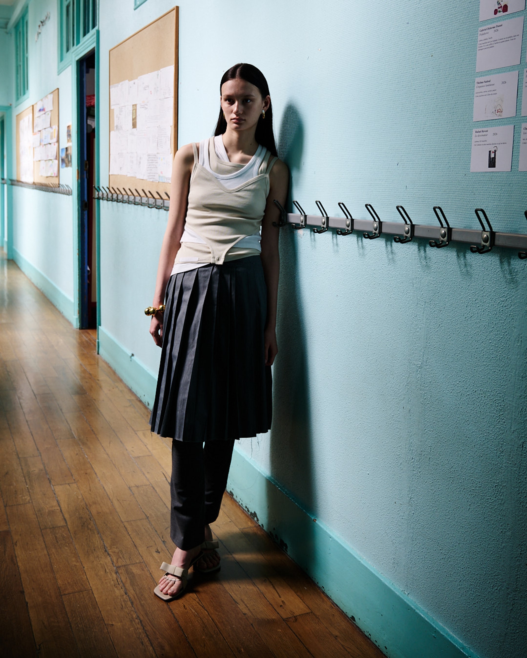 Top & Shoes ALAINPAUL, Trousers Ottolinger, Skirt Camiel Fortgens, Earrings & Bracelet D’Heygere
