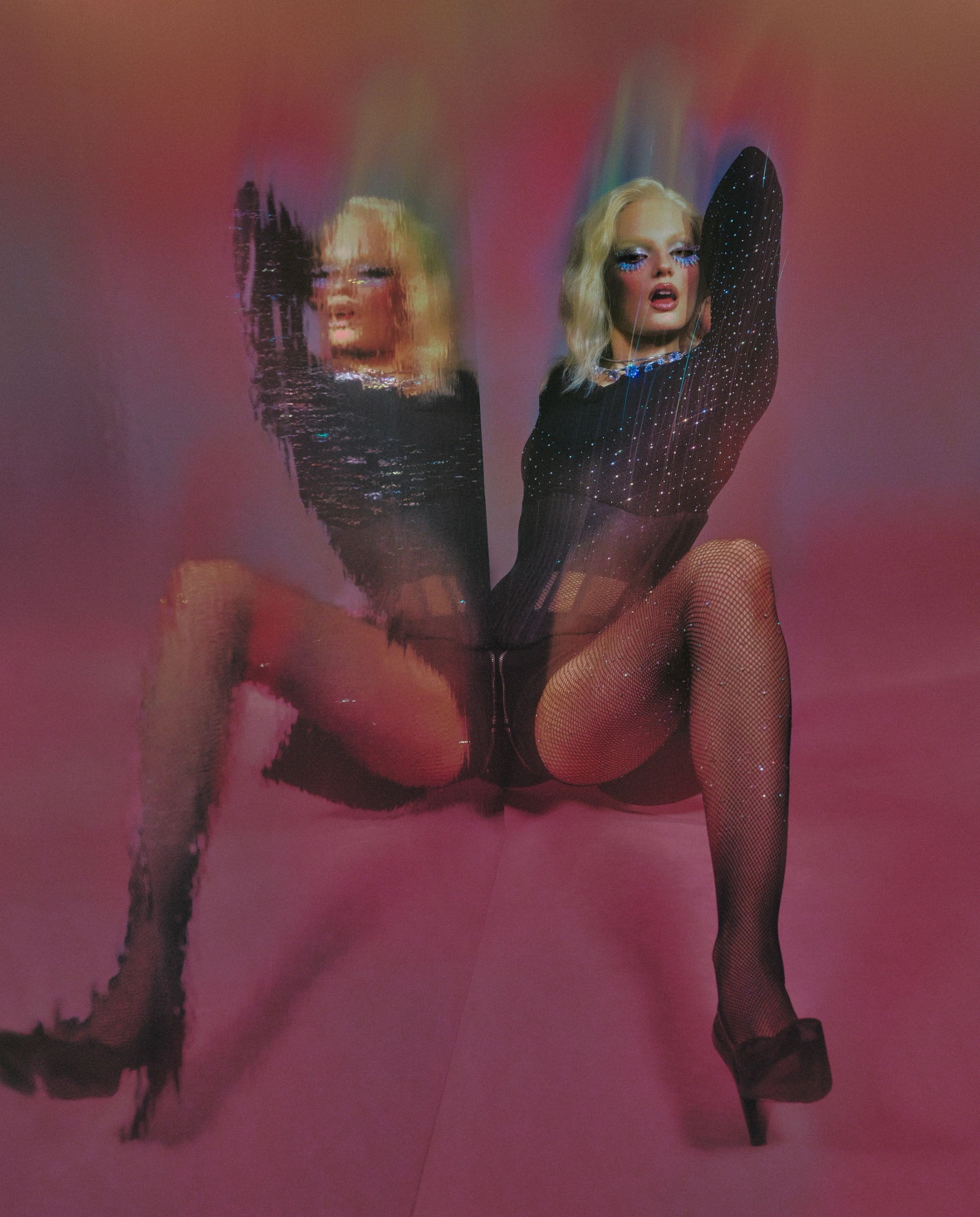 Top Abra, Body stocking worn over Stylist’s own, Corset Dilara Findikoglu, Shorts Sia Arnika, Shoes Jude, Necklace Panconesi