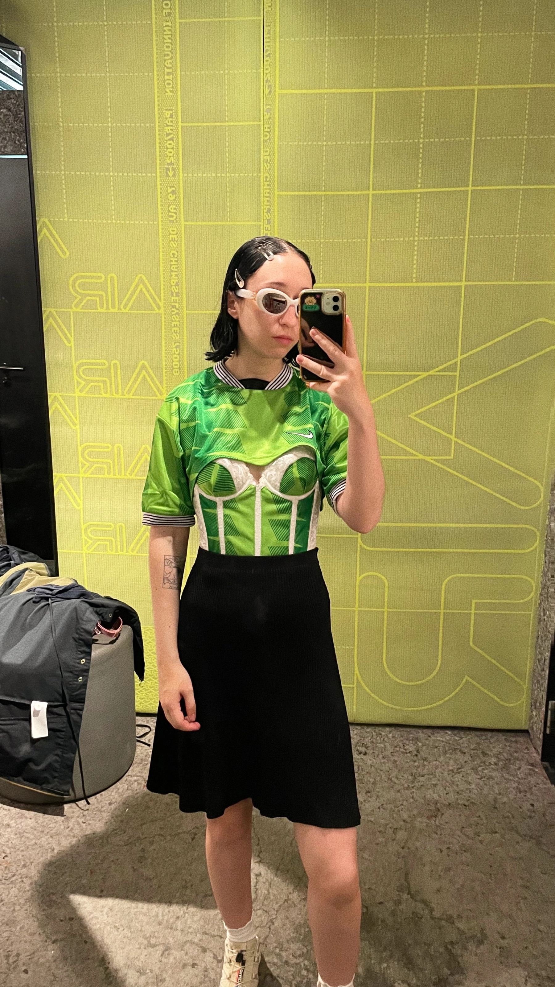 Top Nike x Maison Mourcel, Skirt Sonia Rykiel, Glasses Gentle Monster