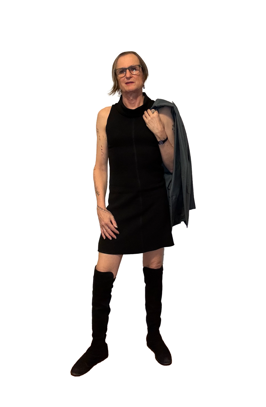 Dress Prada, Jacket Alexander McQueen, Boots Stuart Weizman