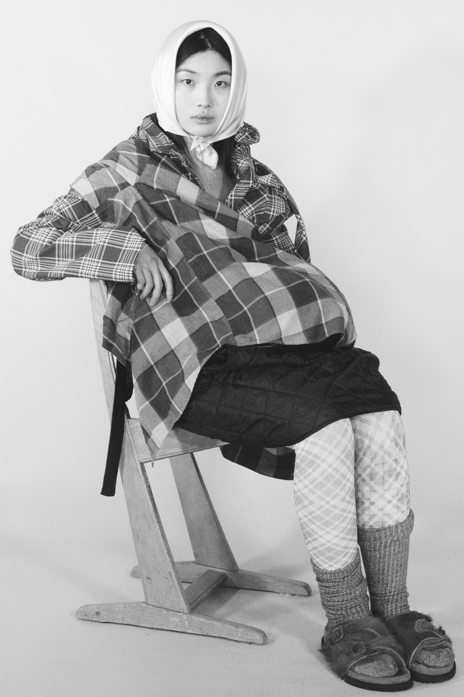 Shirt, Skirt, Bandana & Tights Jessica Lin, Shirt worn on top Glamourama Vintage, Shoes Birkenstock, Socks Baserange



