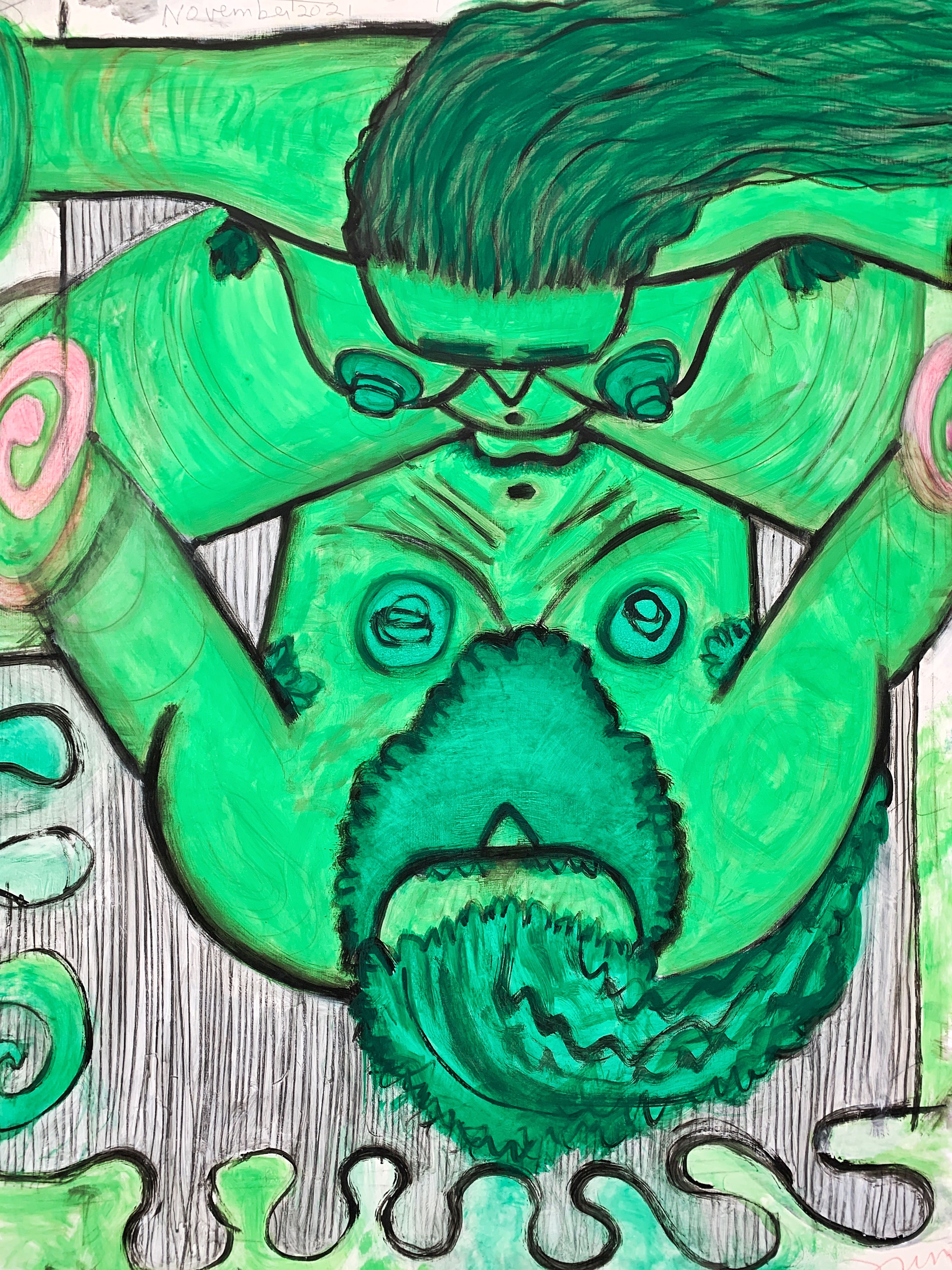 'Qualiascope: Freefall (one)', acrylic, crayon and pencil on gessoed linen