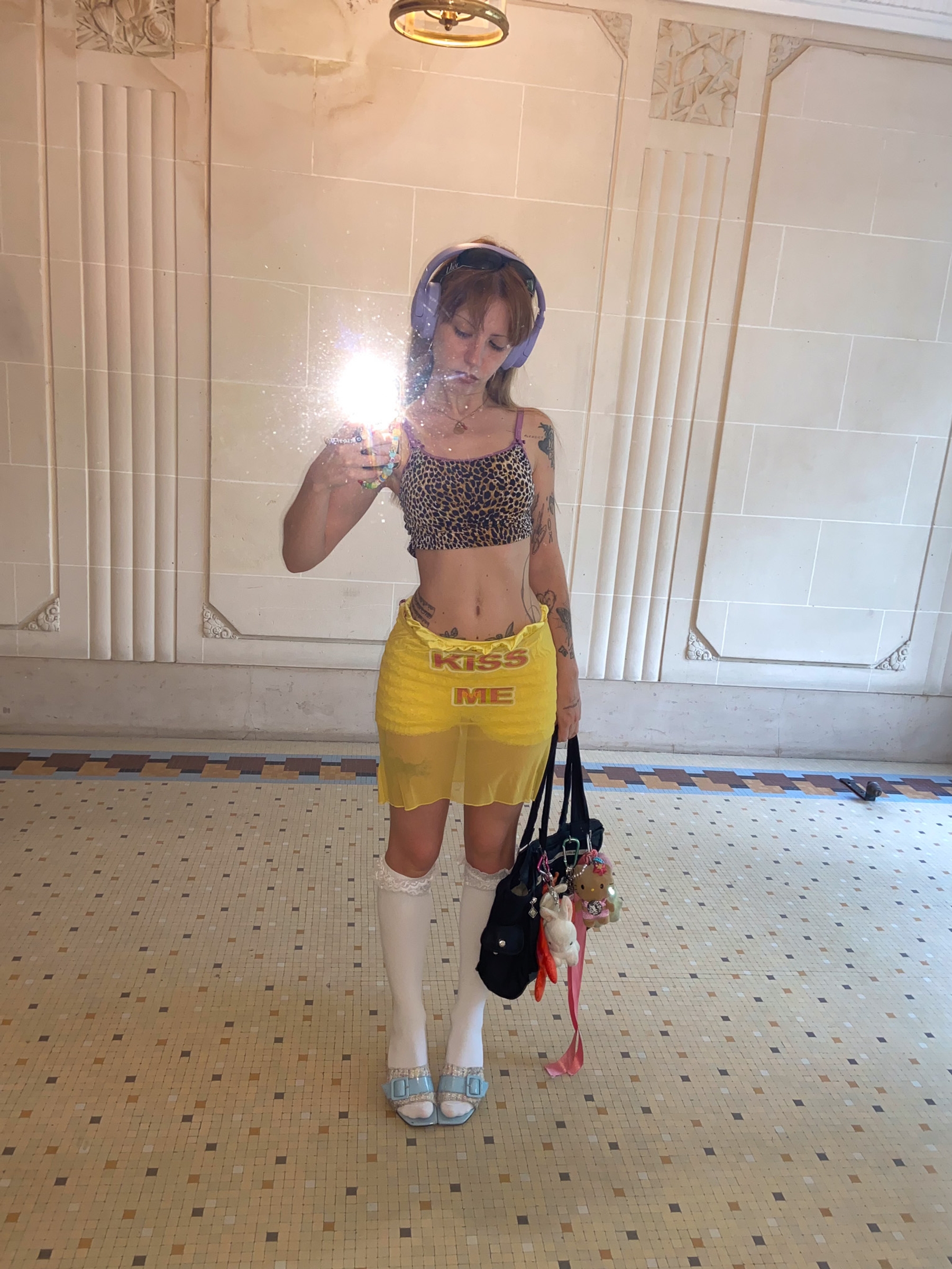 Top & T-shirt worn as skirt Dolce & Gabbana, Bloomers Vintage,
Shoes Beautiisoles, Socks Caprices, Bag TitiLuna, Bag charms Pylones, Sanrio & Jellycat