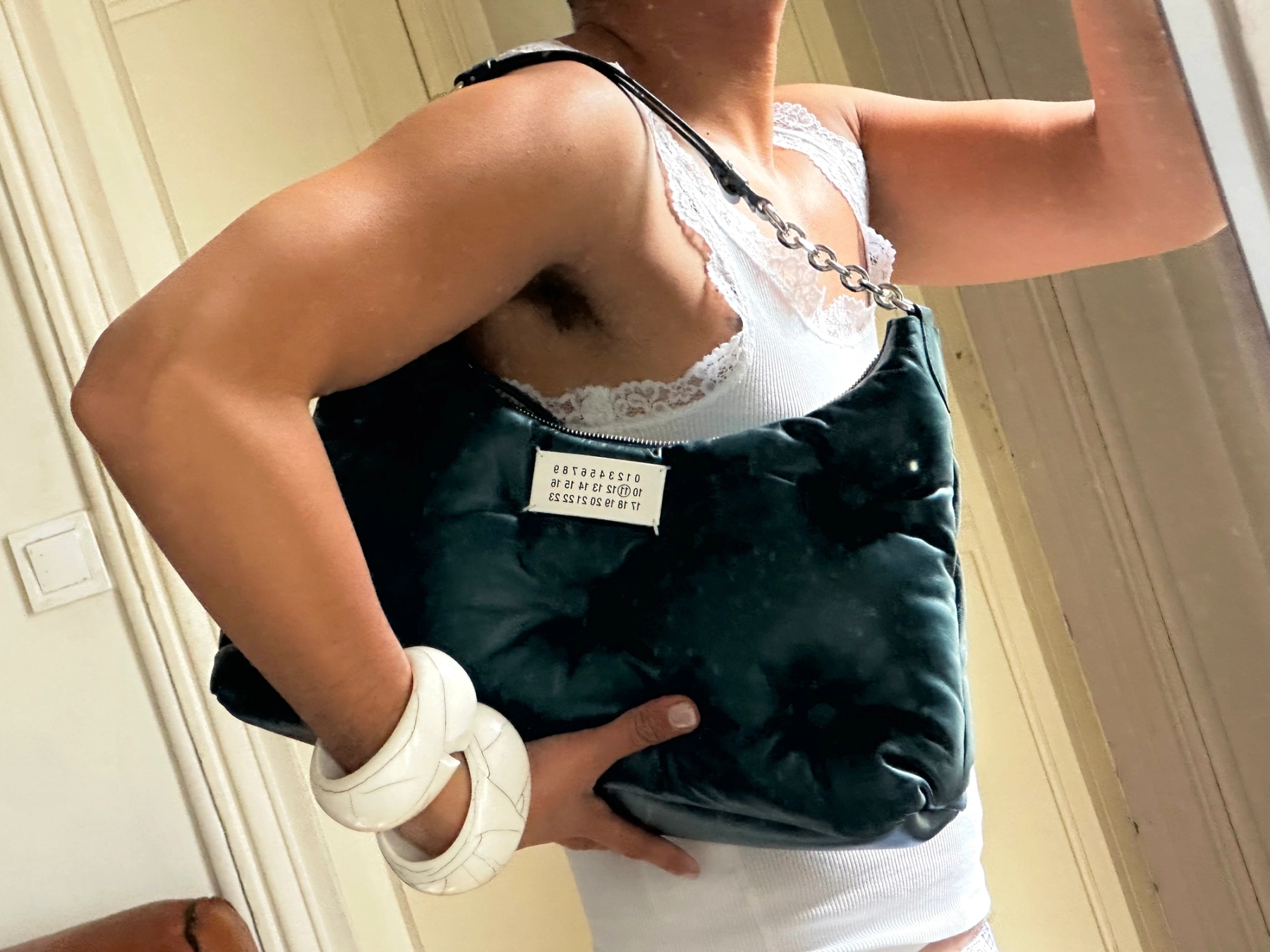 Bag: Margiela / Top and bangles are thrifted