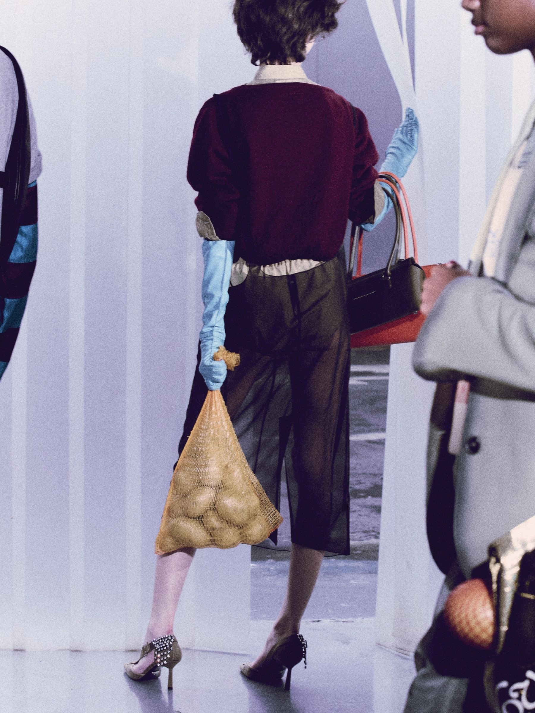 Shirt, Shorts, Cardigan, Gloves & Heels Prada, Glasses Gentle Monster x Maison Margiela, Bags MM6 Maison Margiela