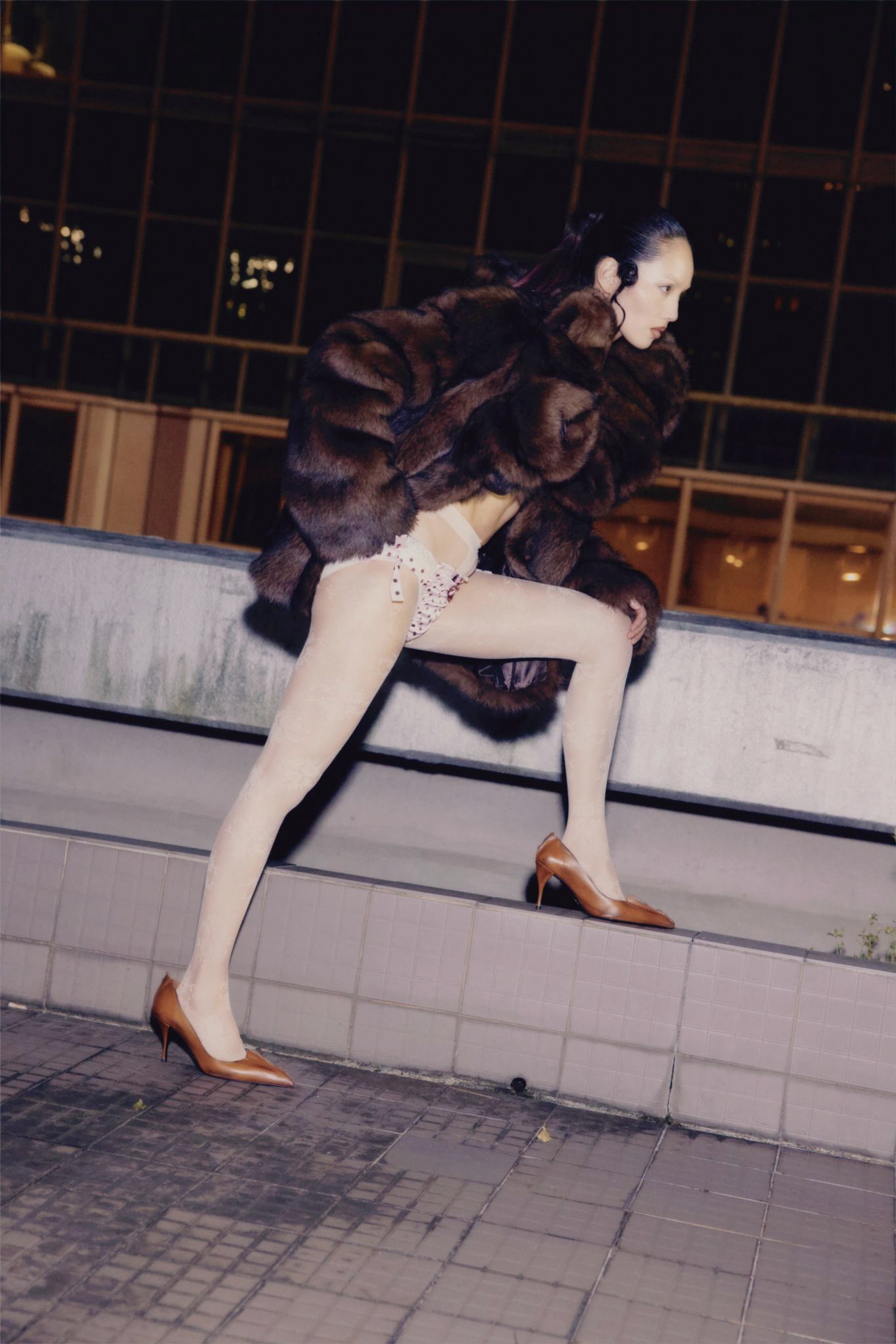 Coat Prada, Shoes Prada, Thong Room Service